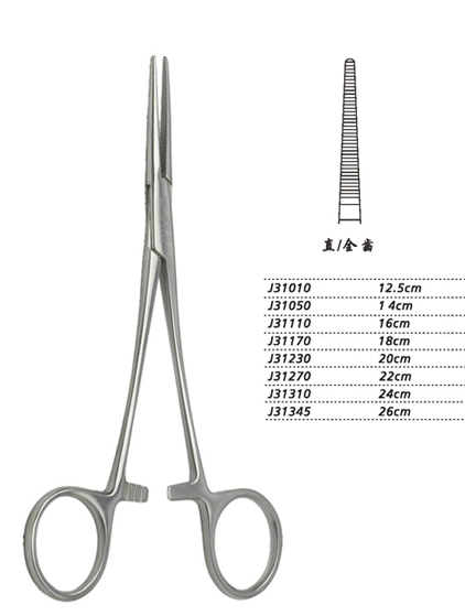 金鐘止血鉗直全齒 J31050 14cm 直全齒