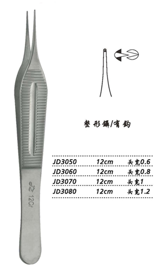 金鐘整形鑷  ZJB010 12cm 凹凸齒 頭寬1.6