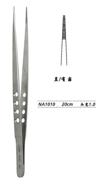 金鐘顯微鑷直 NA1010 20cm 直 有齒 頭寬 1.0