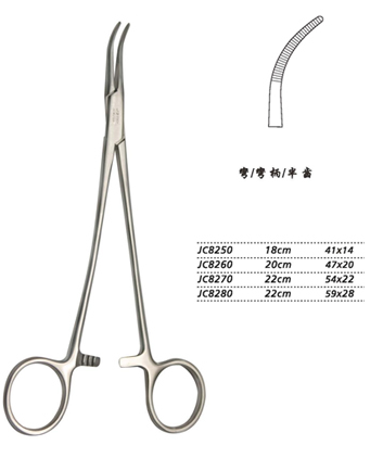 金鐘分離結扎鉗22cm JC8280 22cm 59×28半齒 彎柄