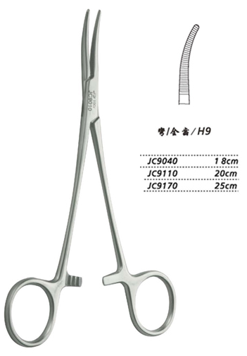 金鐘止血鉗胸腔止血鉗 JC9170 25cm 彎全齒 H9