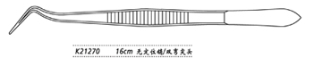 金鐘牙用鑷K21270 16cm 無定位銷 雙彎尖頭